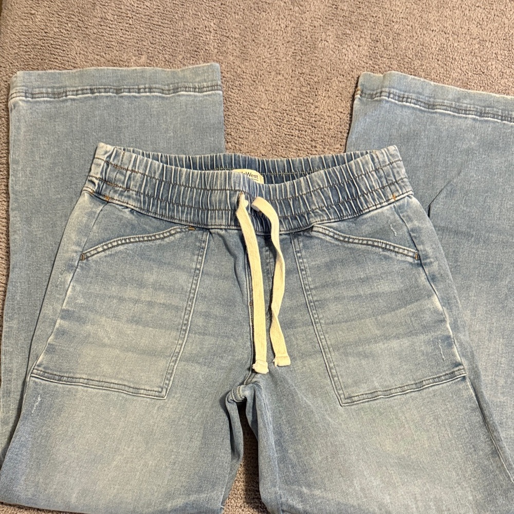 UpWest Pull-On Wide Leg Jeans with Elastic Waist, Medium